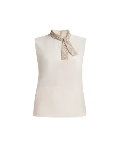 Valentino Garavani Silk Tie Neck Sleeveless Blouse | Thumbnail 1
