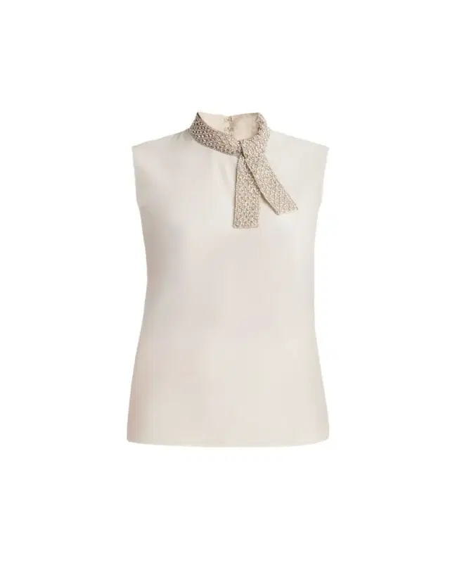 Valentino Garavani Silk Tie Neck Sleeveless Blouse