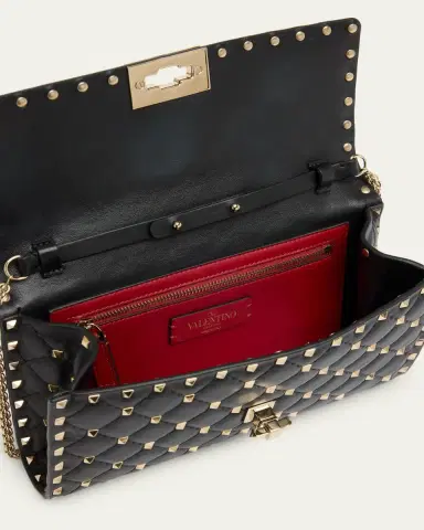 Valentino Garavani Quilted Rockstud Leather Shoulder Bag | Thumbnail 4 Valentino Garavani Quilted Rockstud Leather Shoulder Bag | Thumbnail 4
