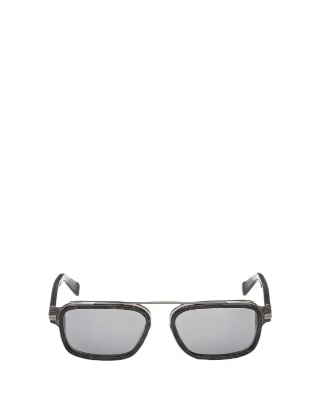 ZEGNA Men's Acetate and Titanium Rectangle Sunglasses