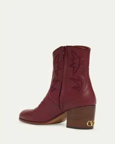 Valentino Garavani 40mm Bard Embroidered Leather Ankle Boots | Thumbnail 4