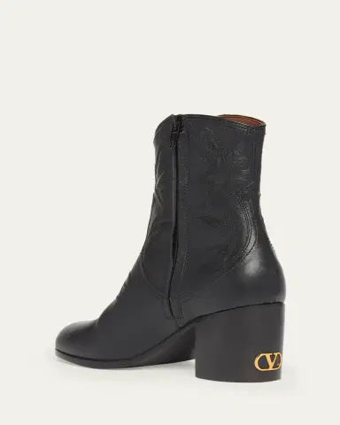 Valentino Garavani 40mm Bard Embroidered Leather Ankle Boots | Thumbnail 4 Valentino Garavani 40mm Bard Embroidered Leather Ankle Boots | Thumbnail 4