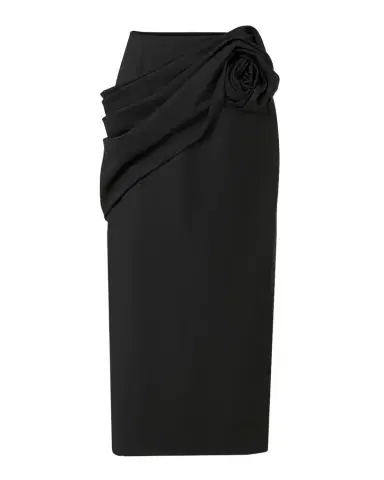 Carolina Herrera Draped Rose Slit Midi Skirt | Thumbnail 1 Carolina Herrera Draped Rose Slit Midi Skirt | Thumbnail 1