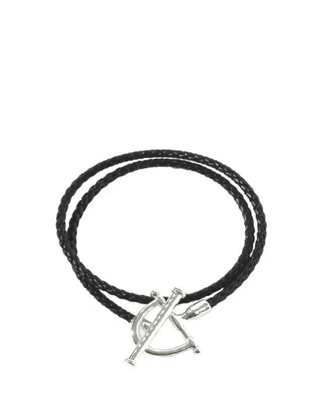 Anabel Aram Jewelry Cheval Leather Wrap Bracelet, Black/Silver