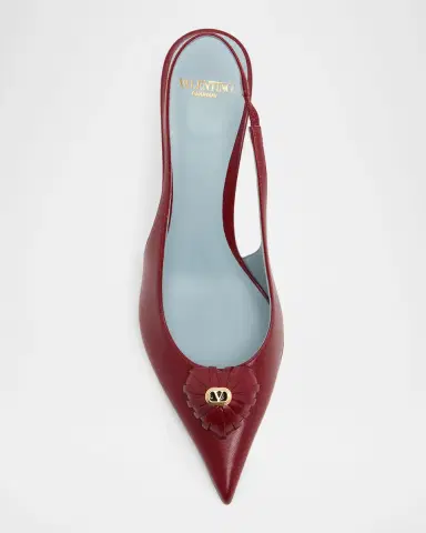 Valentino Garavani 75mm Coeur Royal Leather Slingback Pumps | Thumbnail 4 Valentino Garavani 75mm Coeur Royal Leather Slingback Pumps | Thumbnail 4