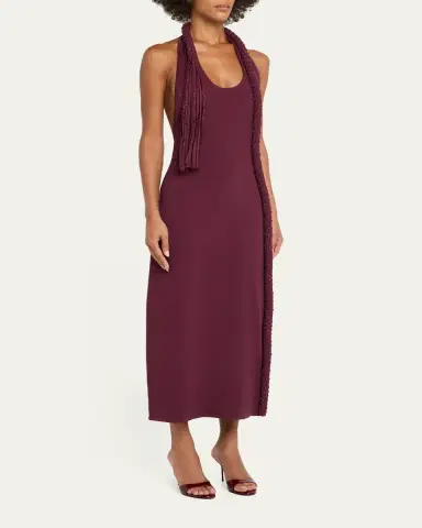 Diotima Mane Embellished Halter Midi Dress | Thumbnail 4