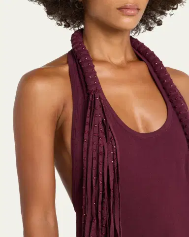 Diotima Mane Embellished Halter Midi Dress | Thumbnail 5
