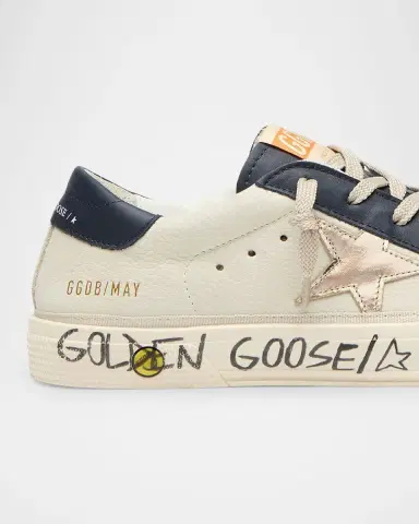 Golden Goose Girl's May Leather Low-Top Sneakers, Kid | Thumbnail 4