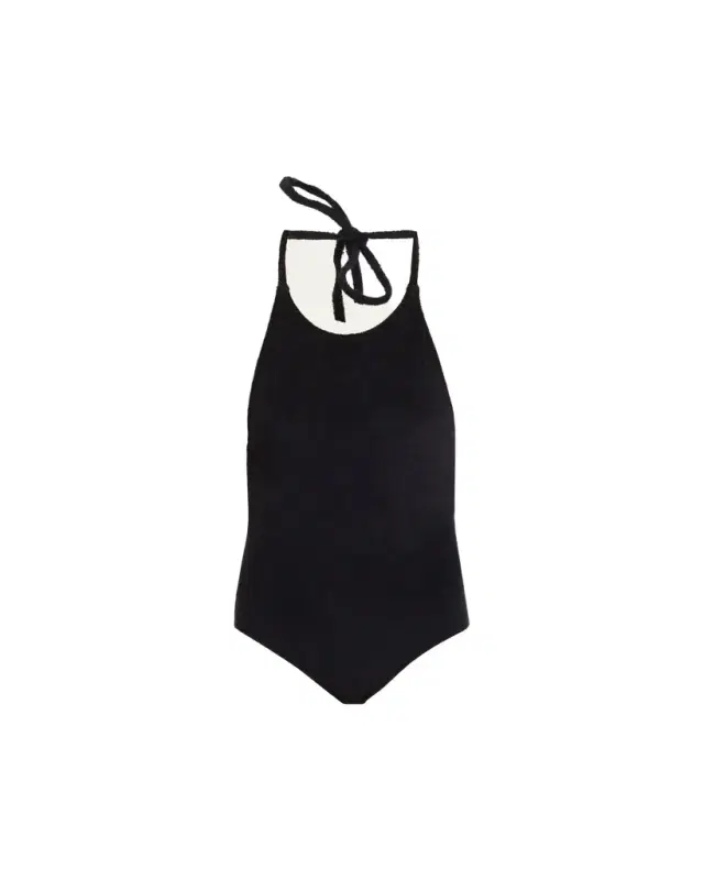 Lisa Marie Fernandez Terry Cloth Halter One-Piece Swimsuit