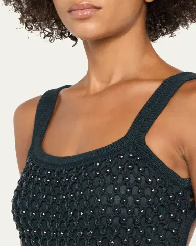 Diotima Gala Embellished Net Fringe Backless Gown | Thumbnail 5