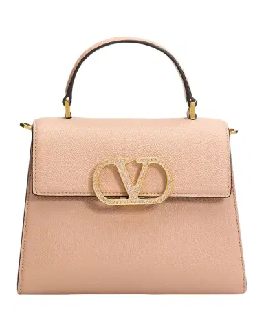 Valentino Garavani Small Crystal VLogo Leather Top-Handle Bag | Thumbnail 1 Valentino Garavani Small Crystal VLogo Leather Top-Handle Bag | Thumbnail 1