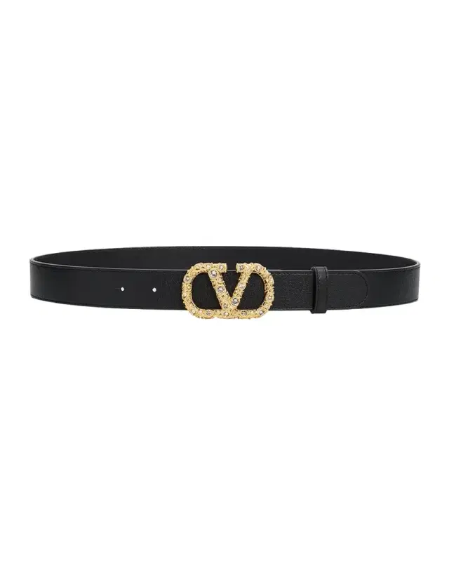 Valentino Garavani VLogo Signature Belt In Shiny Calfskin with Crystals