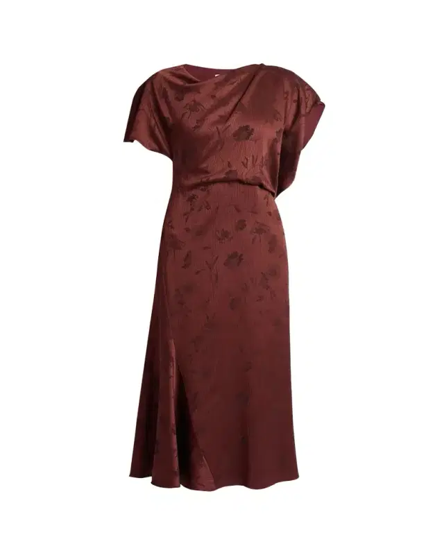 Erdem Floral Creponne Jacquard Short-Sleeve Midi Dress