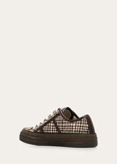 Brunello Cucinelli Tweed Leather-Trim Sneakers | Thumbnail 2 Brunello Cucinelli Tweed Leather-Trim Sneakers | Thumbnail 2