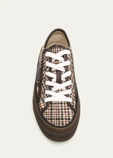 Brunello Cucinelli Tweed Leather-Trim Sneakers | Thumbnail 3 Brunello Cucinelli Tweed Leather-Trim Sneakers | Thumbnail 3