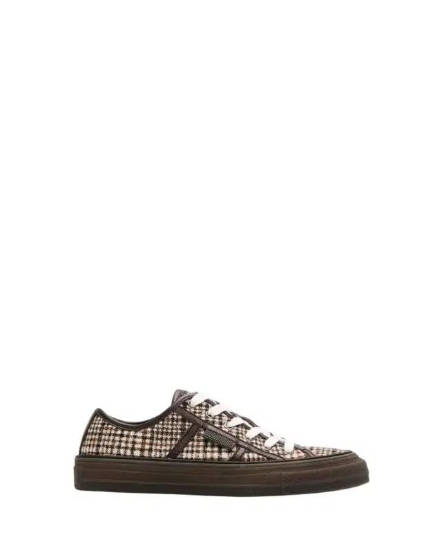 Brunello Cucinelli Tweed Leather-Trim Sneakers