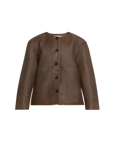 OFFICINE GÉNÉRALE Linnea Washed-Effect Lambskin Leather Jacket | Thumbnail 1 OFFICINE GÉNÉRALE Linnea Washed-Effect Lambskin Leather Jacket | Thumbnail 1