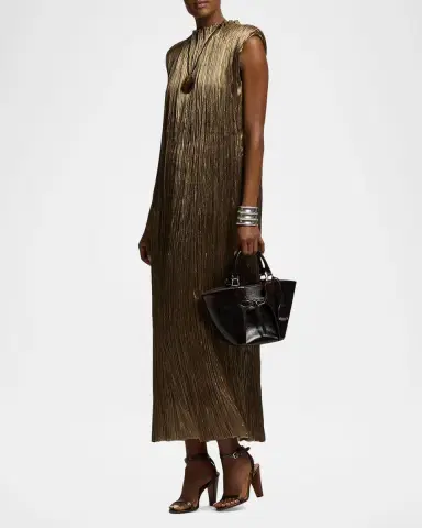 Ralph Lauren Collection Virna Pleated Lamé Cocktail Dress | Thumbnail 2