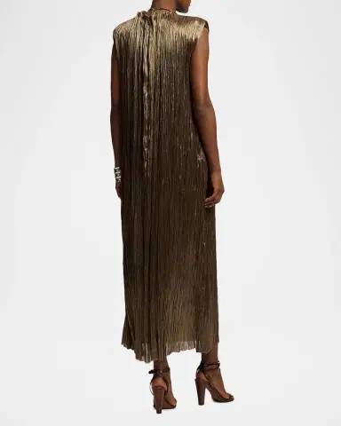 Ralph Lauren Collection Virna Pleated Lamé Cocktail Dress | Thumbnail 3