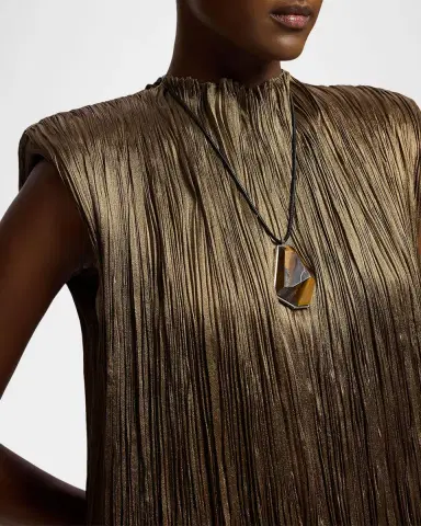 Ralph Lauren Collection Virna Pleated Lamé Cocktail Dress | Thumbnail 5