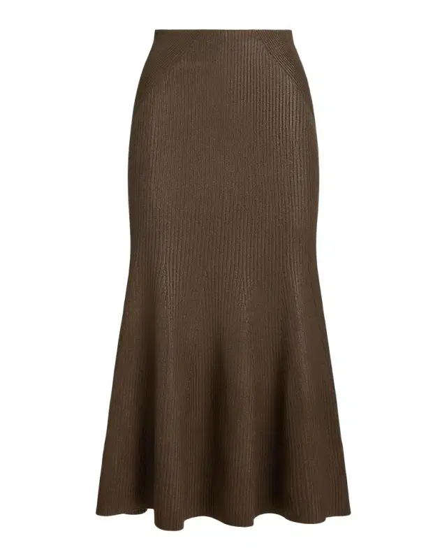 Ralph Lauren Collection Adrianna Foiled Rib-Knit Sweater Skirt
