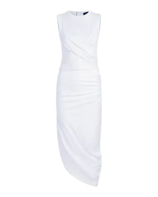 Zafira Sleeveless Draped Cotton Asymmetric Midi Dress