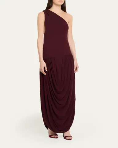 Brandon Maxwell Mila Draped One-Shoulder Maxi Dress | Thumbnail 4 Brandon Maxwell Mila Draped One-Shoulder Maxi Dress | Thumbnail 4