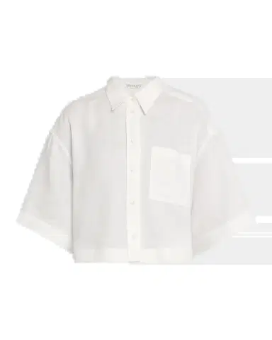 Brunello Cucinelli Cropped Button-Down Linen Shirt | Thumbnail 2 Brunello Cucinelli Cropped Button-Down Linen Shirt | Thumbnail 2