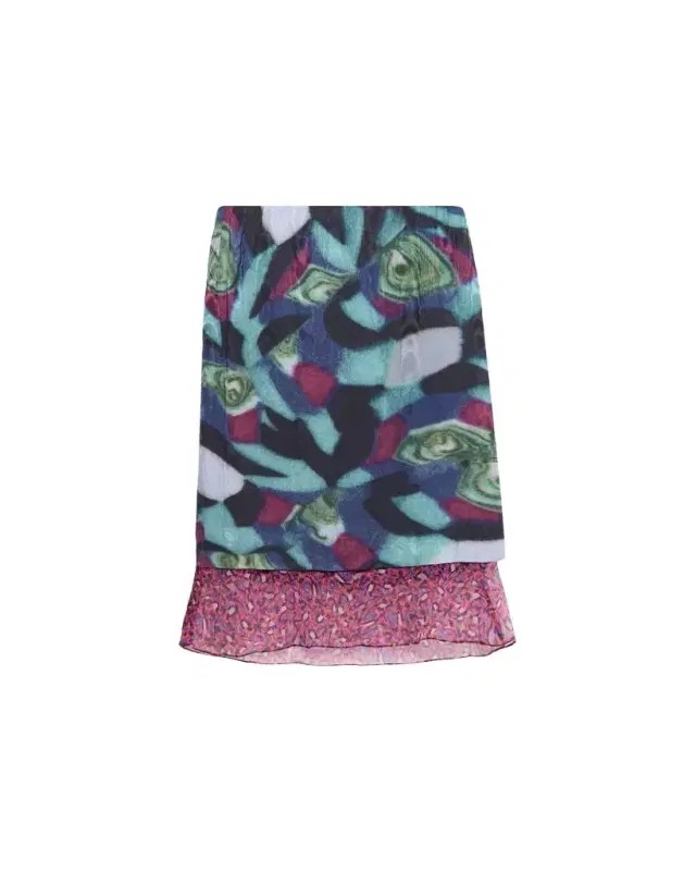 Dries Van Noten Layered Moire Midi Skirt