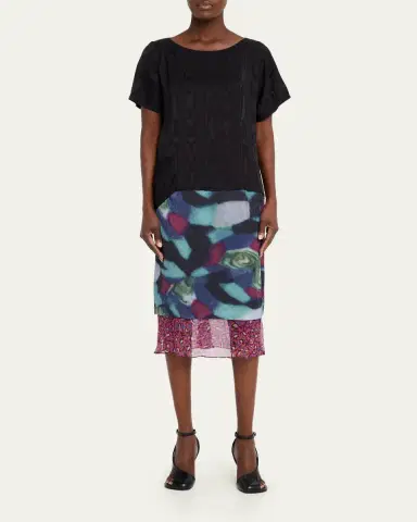 Dries Van Noten Caressa Moire Short-Sleeve Blouse | Thumbnail 2