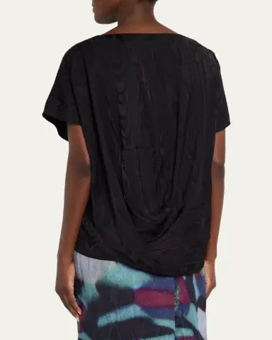 Dries Van Noten Caressa Moire Short-Sleeve Blouse | Thumbnail 3
