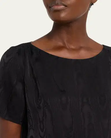 Dries Van Noten Caressa Moire Short-Sleeve Blouse | Thumbnail 5