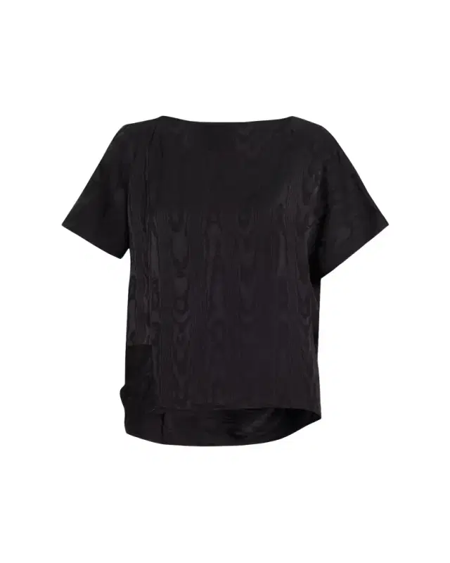 Dries Van Noten Caressa Moire Short-Sleeve Blouse