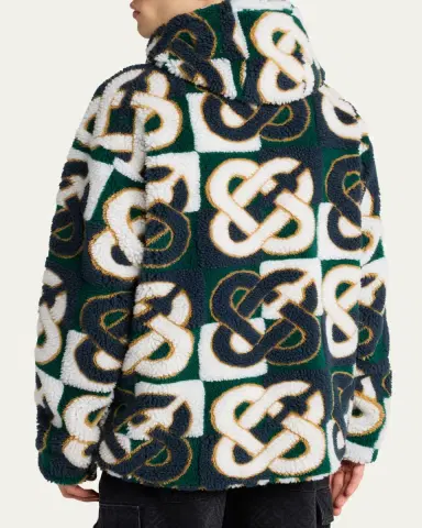 Casablanca Men's Check Monogram Hooded Fleece Jacket | Thumbnail 3 Casablanca Men's Check Monogram Hooded Fleece Jacket | Thumbnail 3