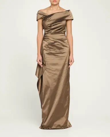 Rickie Freeman for Teri Jon Off-Shoulder Stretch Taffeta Column Gown | Thumbnail 2 Rickie Freeman for Teri Jon Off-Shoulder Stretch Taffeta Column Gown | Thumbnail 2