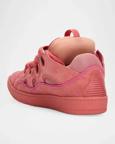 Lanvin Men's Curb Tonal Suede and Mesh Sneakers | Thumbnail 2