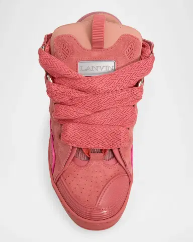 Lanvin Men's Curb Tonal Suede and Mesh Sneakers | Thumbnail 4
