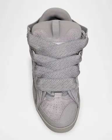 Lanvin Men's Curb Tonal Suede and Mesh Sneakers | Thumbnail 4