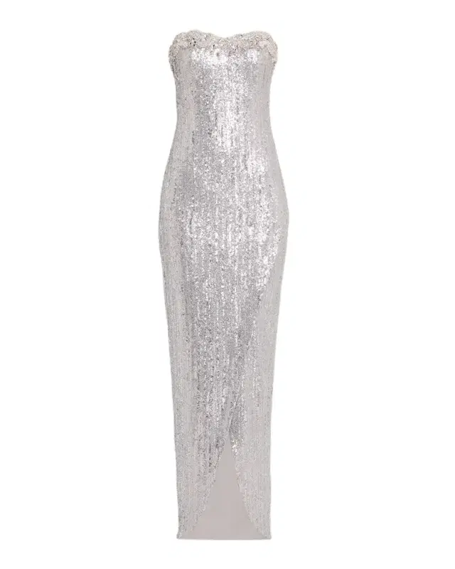 Strapless Sequined Column Gown