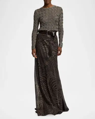 Ralph Lauren Collection Masina Foiled Crinkle Chiffon Skirt | Thumbnail 2