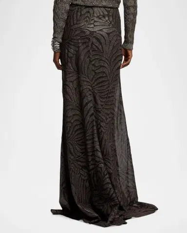 Ralph Lauren Collection Masina Foiled Crinkle Chiffon Skirt | Thumbnail 3