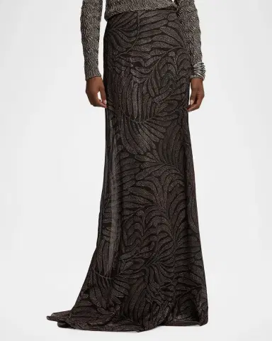 Ralph Lauren Collection Masina Foiled Crinkle Chiffon Skirt | Thumbnail 4