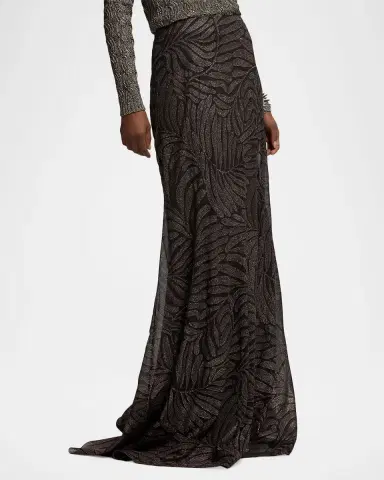 Ralph Lauren Collection Masina Foiled Crinkle Chiffon Skirt | Thumbnail 6