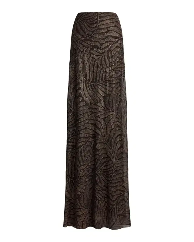 Ralph Lauren Collection Masina Foiled Crinkle Chiffon Skirt