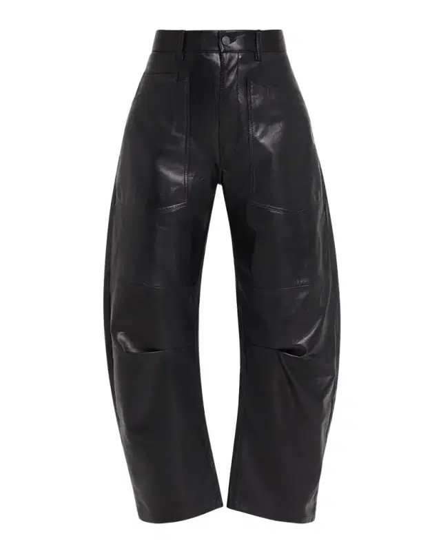 Nili Lotan Shon Leather Barrel-Leg Ankle Pants