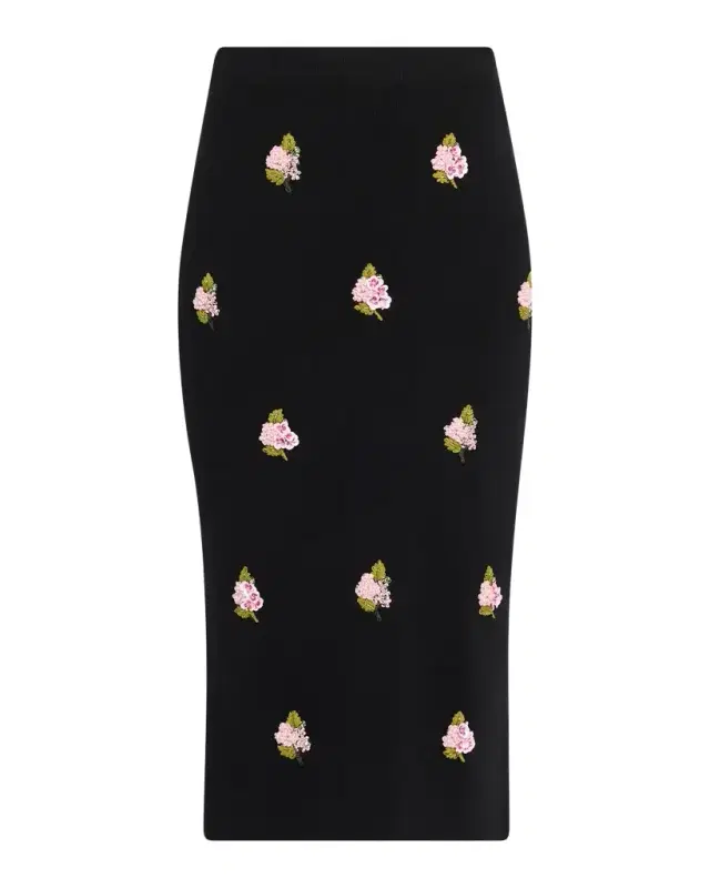 Carolina Herrera Floral Embroidered Midi Pencil Skirt