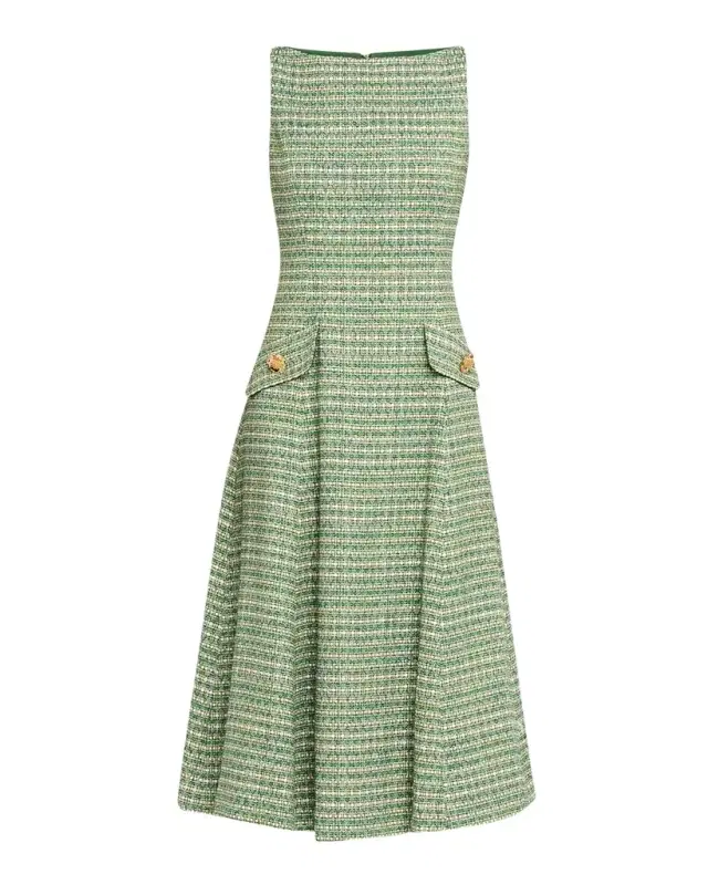 Carolina Herrera Tweed Sleeveless A-Line Dress