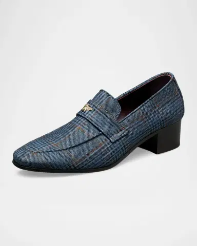 Bougeotte Plaid Wool Block-Heel Penny Loafers | Thumbnail 2