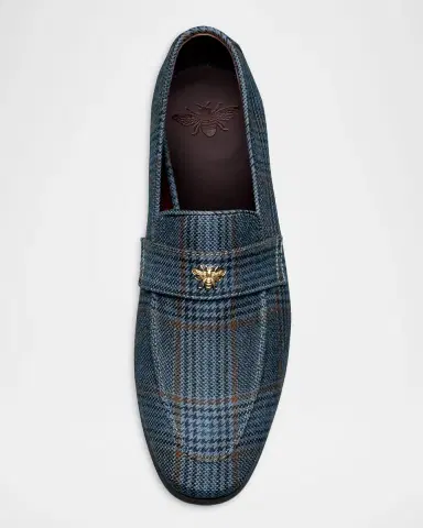 Bougeotte Plaid Wool Block-Heel Penny Loafers | Thumbnail 3
