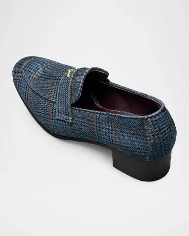 Bougeotte Plaid Wool Block-Heel Penny Loafers | Thumbnail 4